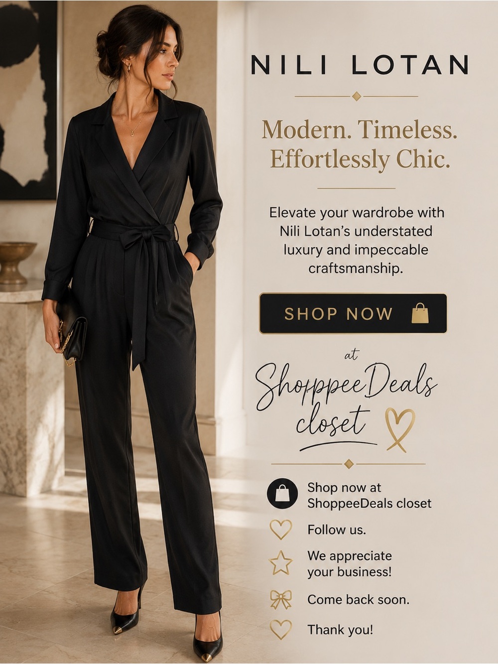 Nili Lotan Black Utility Jumpsuit – Women’s Size 8